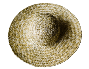 Handwoven Straw Hat Isolated for Summer, Beach, and Rustic Lifestyle Designs