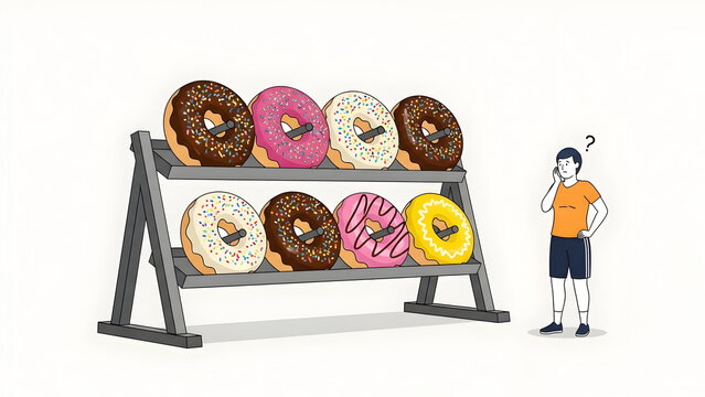 Person confused by donut weight rack funny gym