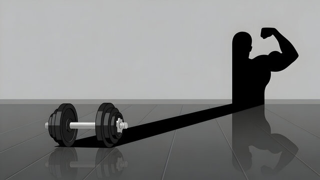 Dumbbell casting muscular shadow funny fitness gym - Powered by Adobe