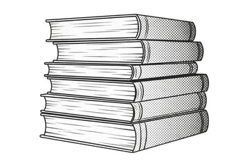 Stack of Comic Books Illustration Graphic Novel Halftone Style Pop Art Vintage Reading Library on transparent background