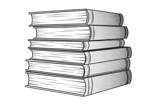 Stack of Comic Books Illustration Graphic Novel Halftone Style Pop Art Vintage Reading Library on transparent background