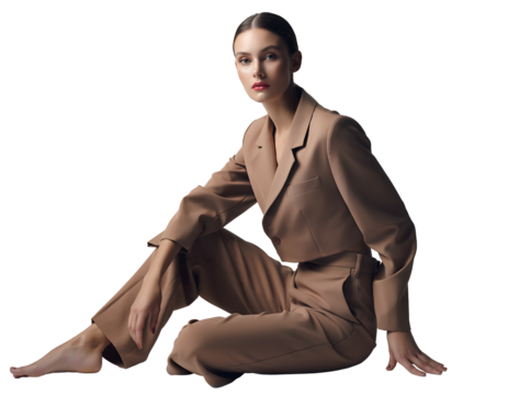 Female Fashion Model Posing Confidently, Isolated for Style, Editorial, and Modern Apparel Design Projects