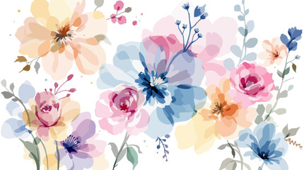 Fototapeta premium Watercolor wild rose flower. Vintage style illustration. Blossoming roses. Seamless pattern.