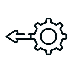 Obraz premium Illustration of a gear connected to an arrow pointing left representing a process or mechanism