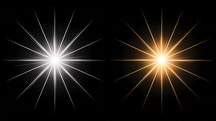 Two bright starbursts of light on a black background