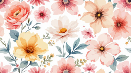 Abstract flower blooming design. Pattern with floral seamless. Grunge textured abstract art vector  with flower and plants in watercolor style.