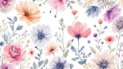 petite, charming flowers with a smooth design. Beautiful bouquets. Millefleurs à la liberty. Backgrounds with flowers for use in textiles, decoupage, scrapbooking, pattern fills, covers, and surfaces © Watercol