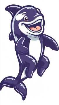 Cheerful Orca Cartoon Character - A Fun and Playful Animation.