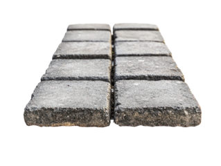 Row of gray paving stones on transparent background