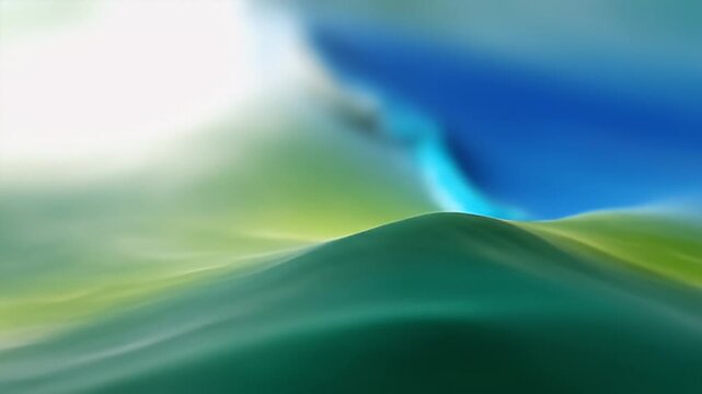 A serene and dynamic abstract background animation showcases a beautiful blend of undulating organic forms and smooth color gradients. Shades of lush green and calm blue gently morph and flow, creatin