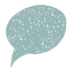 Crayon speech bubble with sketch lines. Rounded shape with uneven hand drawn edges. Text box chalkboard for adding text.