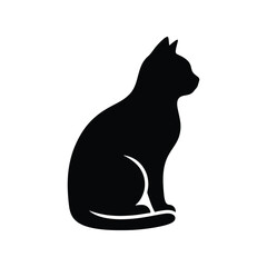 Sitting Cat Black Silhouette Icon Design
