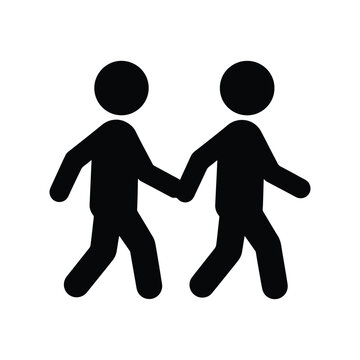 Two Children Holding Hands Silhouette Design