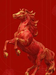 luxury red and gold chinese horse new year background 2026 new year 2026