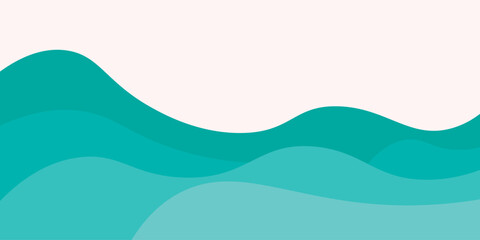 Abstract teal waves flowing across a white background