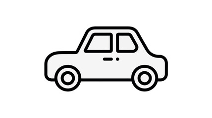 Fototapeta premium A simple outline illustration of a white car is presented on a plain white background.