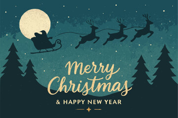 Vintage Christmas greeting card with star and snow design vector illustration