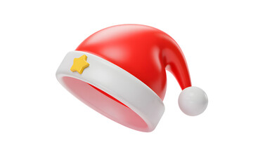 Festive santa hat with star for holiday cheer on transparent background