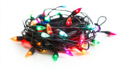 Colorful Christmas String Lights Close-Up