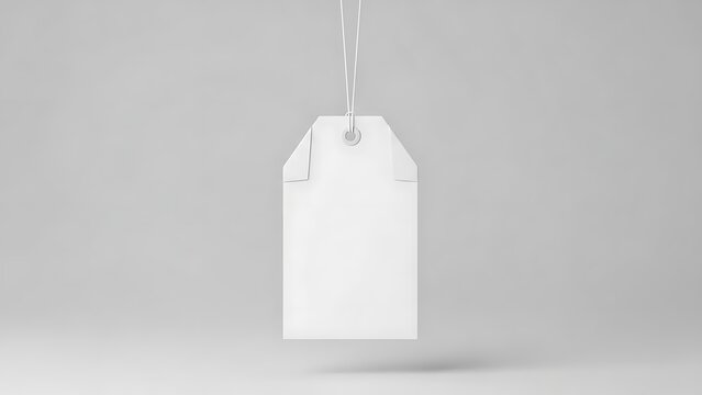 Blank white hanging tag with string, empty price label template