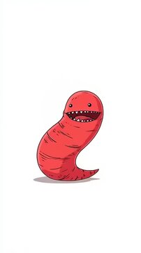 Funny Red Cartoon Worm Monster Dancing Animation.