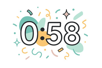 Festive Countdown Clock. Minimal countdown clock. Digital numbers with abstract floating confetti and sparkles