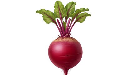 Fresh red beet with green leaves, a healthy root vegetable isolated on transparent background