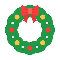 christmas wreath color flat icon