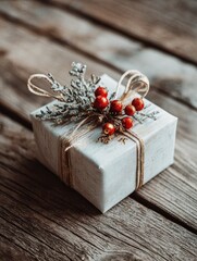 chrismas gift box on wooden table no logos no brands ar 34
