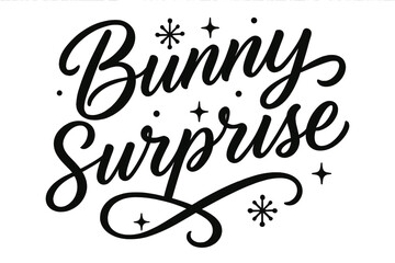 Bunny Surprise Lettering. Bunny Surprise &mdash; Script Hand-Lettering: fluid brush-style cursive with curved