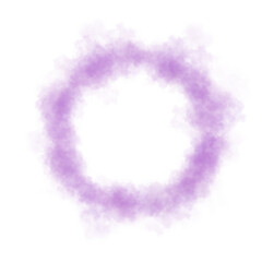 Circular ring made of soft pink and purple smoky wisps with transparent background for abstract design