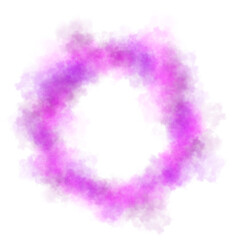 Circular ring made of soft pink and purple smoky wisps with transparent background for abstract design