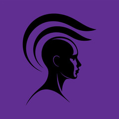 Silhouette profile of a woman with styled hair, abstract, bold design