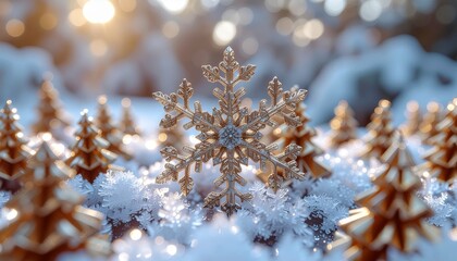 Golden Snowflake Christmas Wonderland