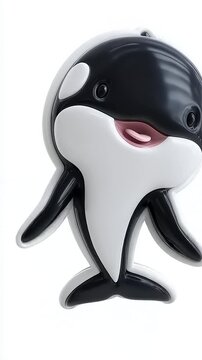 Cute Cartoon Orca Whale Character Isolated on White Background.