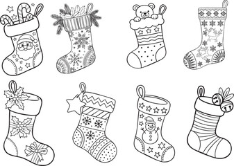 Christmas Stockings vector silhouettes