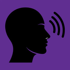 Silhouette of head with sound waves emanating from nose area