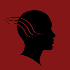 Silhouette of a head with abstract lines emerging from the side