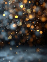wishing you a merry christmas  happy new year 2026 with falling snowflakes and golden bokeh lights perfect for holiday greetings and festive designs 2026
