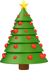 3D Christmas Tree with Ornaments