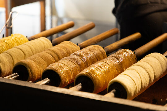 chimney cake or kurtos kalacs is a traditional sweet in Hungary  Budapest especially at wintertime at the Christmas Market