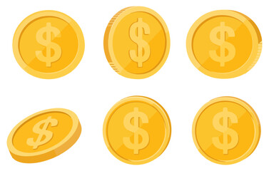 golden coin icon set