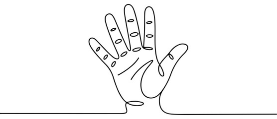 continuous line waving hand icon