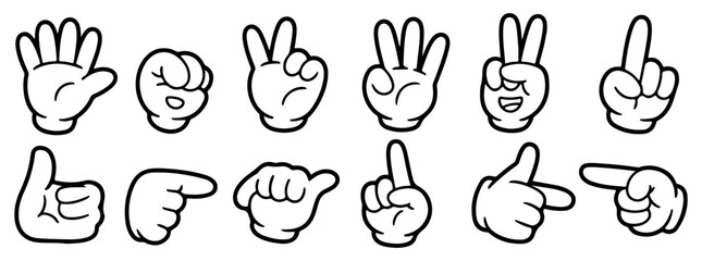 cartoon hand gesture icon set