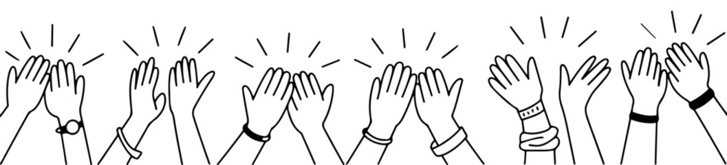 doodle hand applause icon set