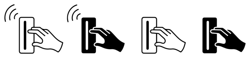 contactless payment hand icon set