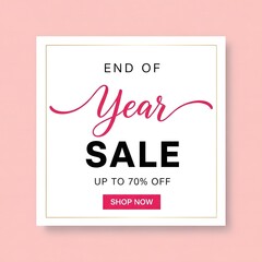 End of year sale promotion banner with up to 70% off discount, great for seasonal shopping and marketing