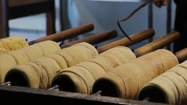 chimney cake or kurtos kalacs is a traditional sweet in Hungary  Budapest especially at wintertime at the Christmas Market
