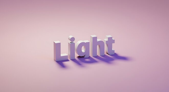 3D rendering of the word light in white on pink background