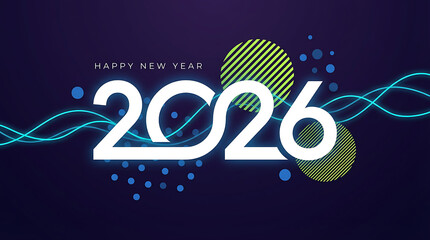 Happy New Year 2026 Greeting banner logo design illustration, Modern Creative and Colorful 2026 new year vector background